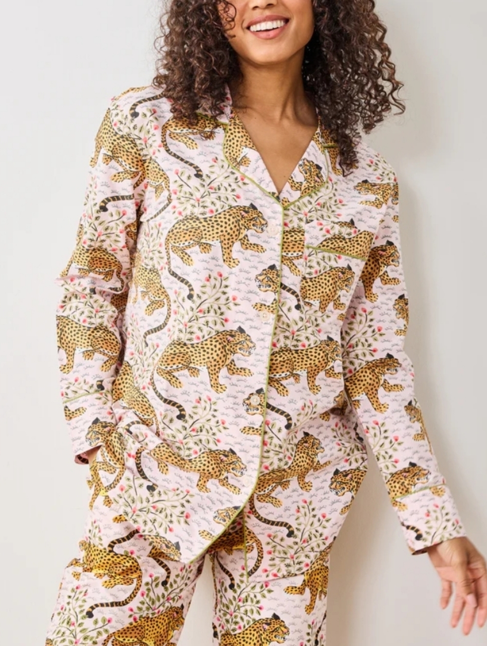Printfresh Long Sleeve Pajama Top Bagheera Tiger Print Organic Cotton PJ XS
